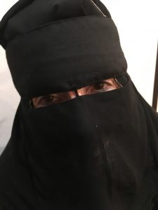 Woman in abaya at November 4, 2017, Opening reception of Silent. Silence. Silenced.